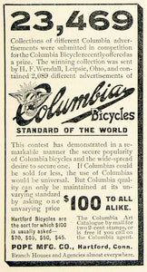 1896 Ad Columbia Bicycles Pope Hartford CT Transportation Cycling HF CCG1