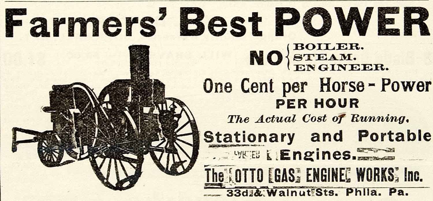 1897 Ad Otto Gas Engine Horsepower 33rd Walnut St Philadelphia PA Farm CCG1