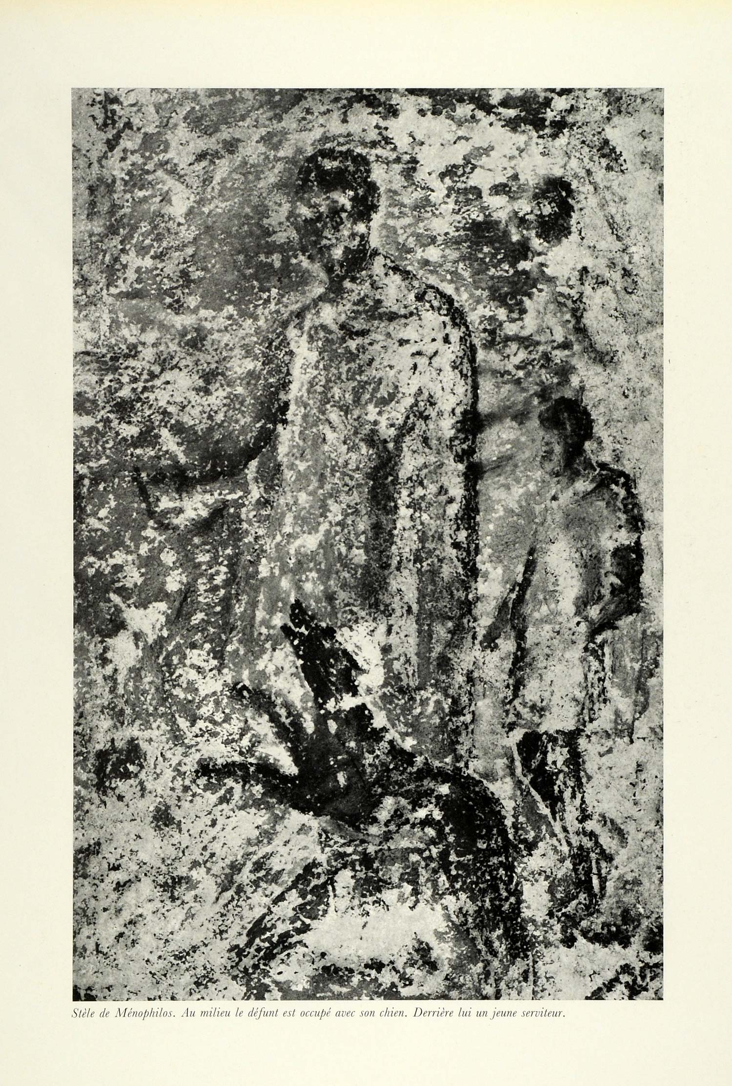 1954 Print Figure Figurative Portrait Gravestone Carving Relief Art CDA1