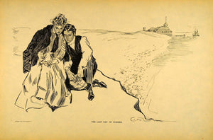 1906 Charles Dana Gibson Lovers Summer Beach Girl Print - ORIGINAL