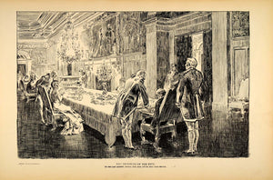 1906 Print Charles Dana Gibson Victorian Dinner Table Room Drawing Satire Art