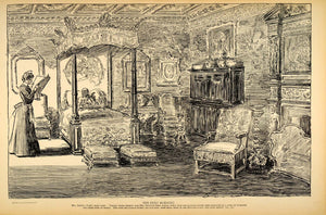1906 Print Charles Dana Gibson Dowager Maid Bedroom Satire Line Drawing Art