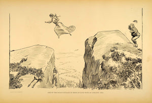 1906 Print Charles Dana Gibson Athletic Girl Suitor Love Victorian Satire Art