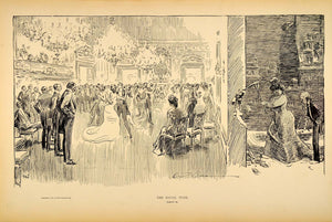 1906 Print Charles Dana Gibson Victorian Ball Ballroom Society Satire Drawing