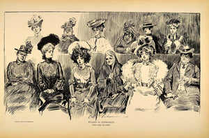 1906 Print Charles Dana Gibson Girl Jury Legal Satire Courtroom Women Jurors Law - Period Paper
