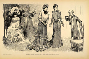1906 Print Charles Dana Gibson Girl Hat Millinery Shop Victorian Fashion Satire