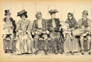 1906 Print Charles Dana Gibson Girl Train Passengers Victorian Women Child Art