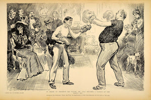 1906 Print Charles Dana Gibson Boxing Boxers Fighters Gloves Victorian Satire