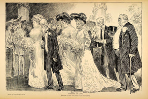 1906 Print Charles Dana Gibson Victorian Wedding Old Bride Groom Satire Humor