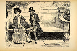 1906 Print Charles Dana Gibson Girl Skinflint Man Victorian Society Love Satire