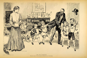 1906 Print Charles Dana Gibson Girl Governess Children Victorian Nursery Humor