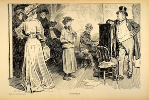 1906 Print Charles Dana Gibson Singer Audition Victorian Actress Stage Piano