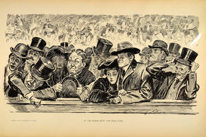 1906 Print Charles Dana Gibson Girl Horse Show Fans Victorian Spectators Drawing