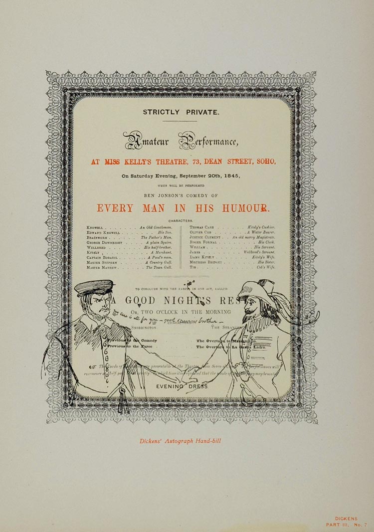 1900 Miss Kelly's Theatre Soho 1845 Playbill Lithograph - ORIGINAL CD