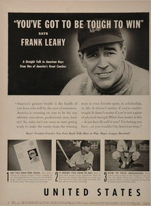 1942 Print Ad Baseball Frankie Frisch Frank Leahy - ORIGINAL ADVERTISING