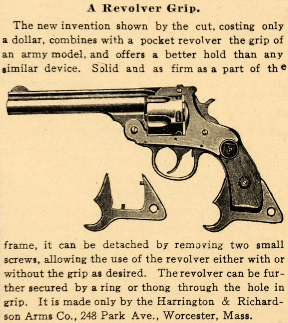 1907 Ad Revolver Grip Gun Harrington & Richardson Arms - ORIGINAL CG1