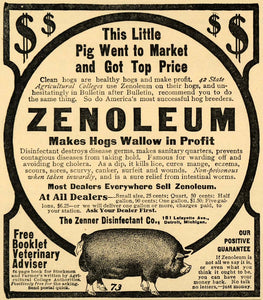 1907 Ad Agricultural Zenoleum Prevent Hog Farm Diseases - ORIGINAL CG1