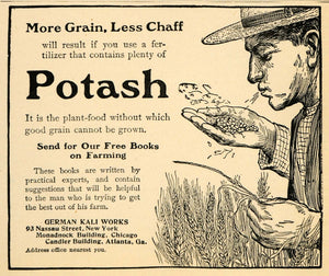 1907 Ad Potash Crop Grain Fertilizer German Kali Works - ORIGINAL CG1