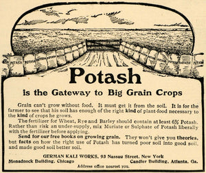 1907 Ad German Kali Works Potash Grain Crop Plant Food - ORIGINAL CG1