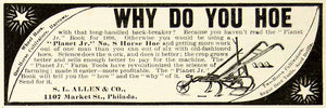 1898 Ad S. L. Allen 1107 Market St. Philadelphia Horse Hoe Plough Plow CG3