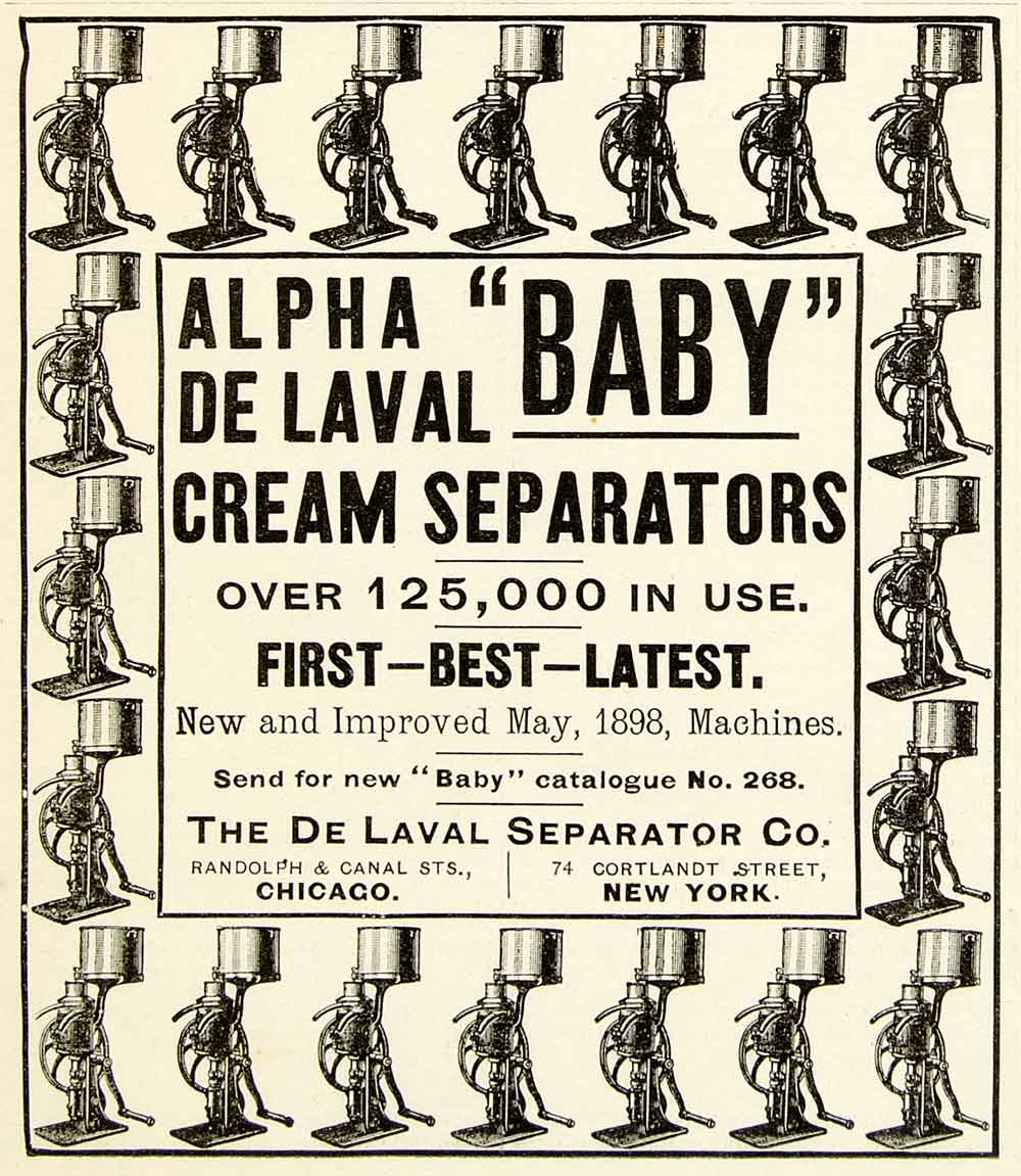 1898 Ad Alpha De Laval Baby Cream Separators 74 Cortlandt Street Dairy CG3