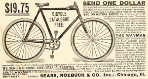 1899 Ad Sears Roebuck Bicycle Bike Wayman Chicago Tubing Wheels CG3