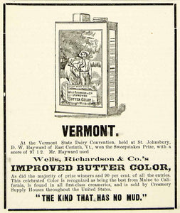 1899 Advert Improved Butter Color Richardson Wells Dairy D. W. Hayward CG3