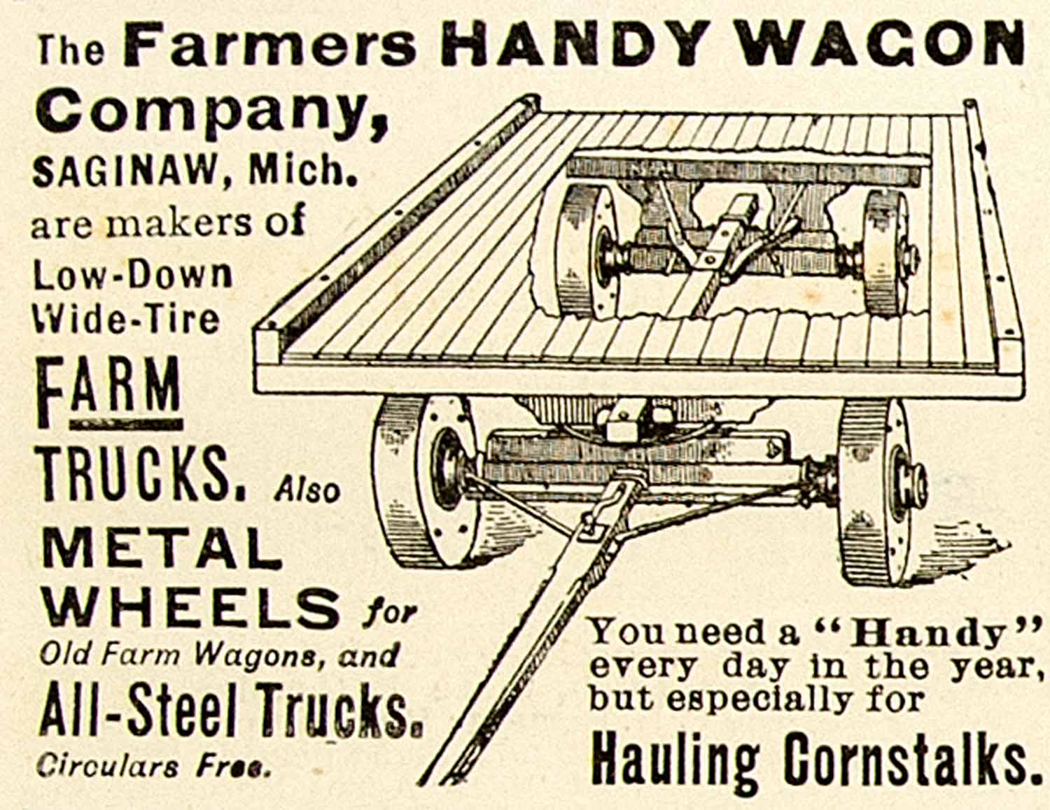 1899 Advert Farmer's Handy Wagon Saginaw Farming Equipment Agricultural CG3