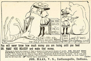1899 Ad Mary Pig Jos. Haas Hog Remedy Girl Cure Livestock Medicine CG3