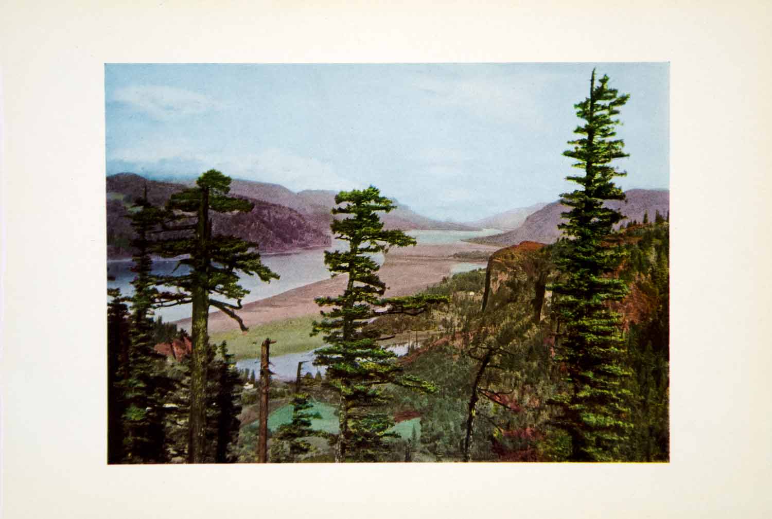 1915 Color Print Columbia River Gorge Chanticleer Crown Point OR State Park CGH1