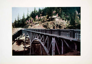 1915 Color Print Latourell Falls Creek Bridge Columbia River Highway Oregon CGH1