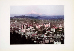 1915 Color Print Mt Hood Kings Heights Portland OR Sunset Pacific Northwest CGH1
