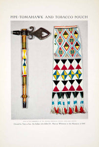 1915 Color Print Tomahawk Tobacco Pouch Cayuse Indian Whitman Massacre 1847 CGH1