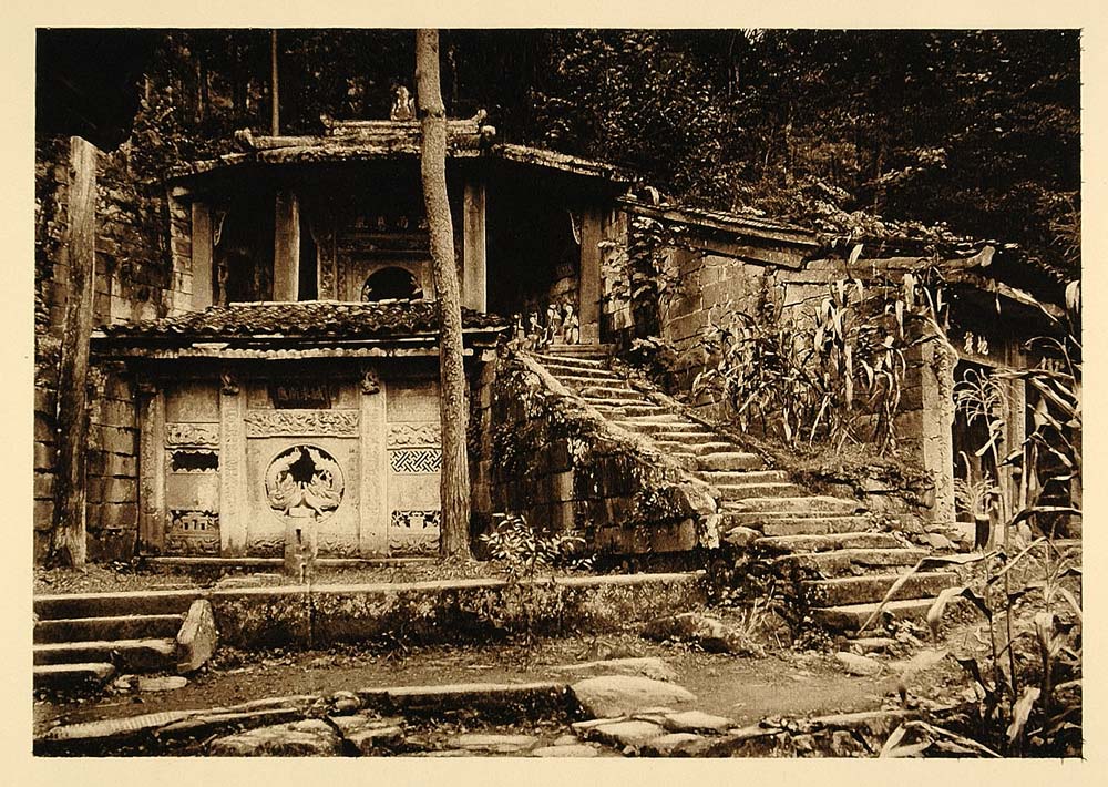 1926 Kuanyin Grotto Animated Rocks Kuanhien Sichuan - ORIGINAL PHOTOGRAVURE CH1