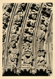 1937 Portal Detail Notre Dame Paris Sculpture Angels - ORIGINAL PHOTOGRAVURE CH2