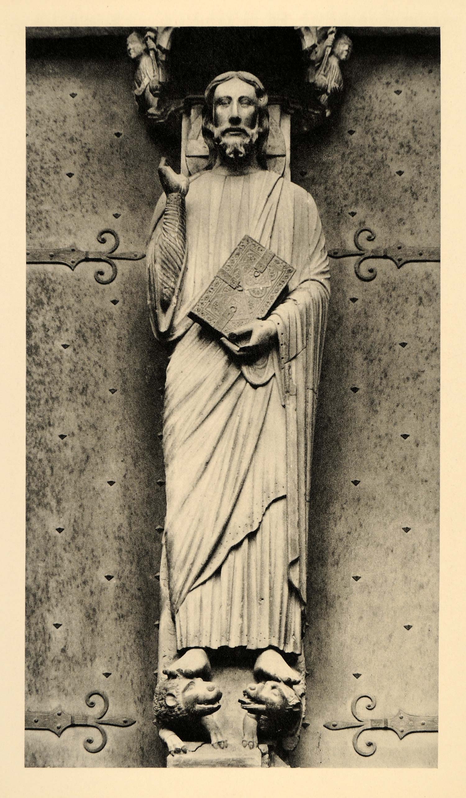 1937 Jesus Christ Sculpture Bible Chartres Notre Dame - ORIGINAL CH2
