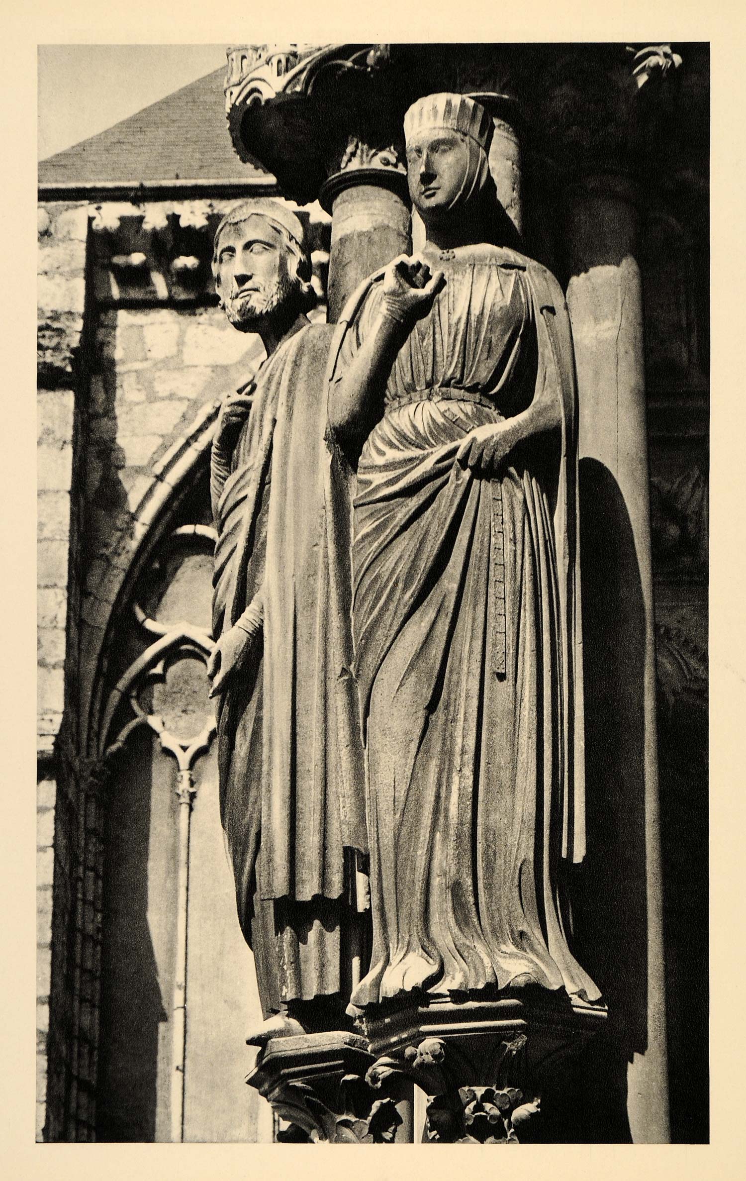 1937 King David Bathsheba Sculptures Chartres Cathedral - ORIGINAL CH2