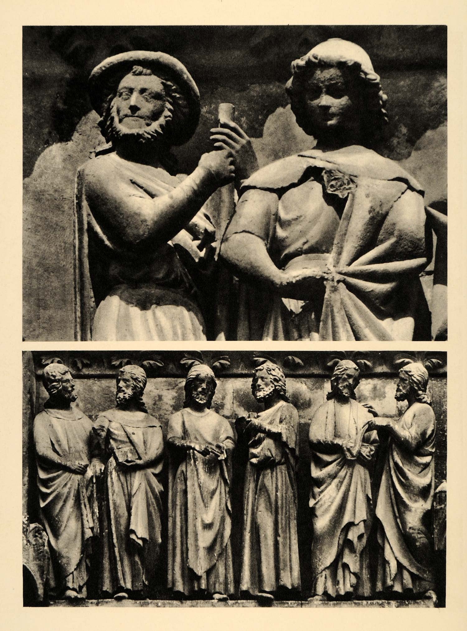 1937 Apostles Sculpture Amiens Cathedral France Gothic - ORIGINAL CH2