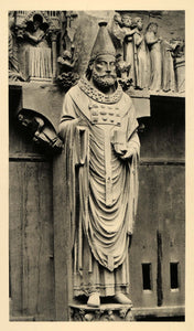 1937 Reims Cathedral Pope Sixtus I Sculpture Gothic Art - ORIGINAL CH2