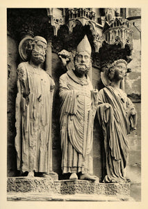 1937 King Clovis Saint Remigius Angel Sculpture Reims - ORIGINAL CH2