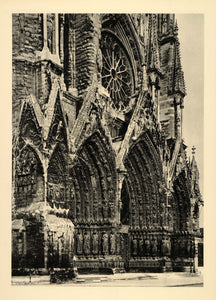 1937 Reims Cathedral Rose Window Portals Architecture - ORIGINAL CH2
