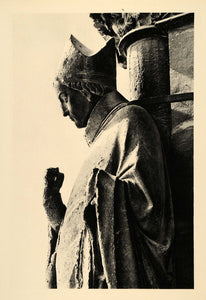 1937 Bishop Sculpture Reims Cathedral Roman Catholic - ORIGINAL PHOTOGRAVURE CH2