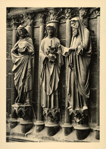 1937 Mary Joseph Priest Simeon Sculpture Reims Church - ORIGINAL CH2
