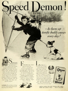 1938 Ad Cream of Wheat Cereal Child Playing Skite Pet Skating Energy CHA1