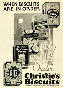 1938 Ad Christie's Products Soda Wafers Arrowroot Biscuits Graham Ritz CHA1
