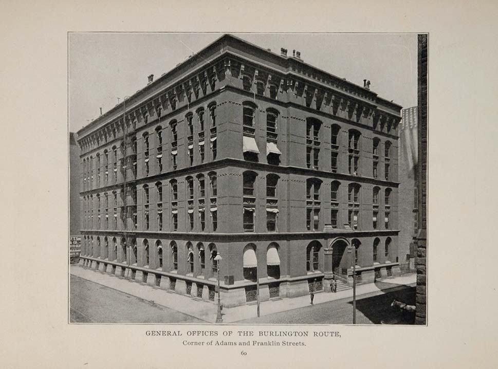 1902 Chicago General Offices Burlington Route Print - ORIGINAL HISTORIC IMAGE
