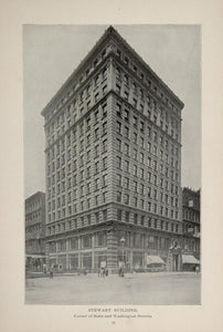 1902 Chicago Stewart Building State & Washington Print ORIGINAL HISTORIC IMAGE