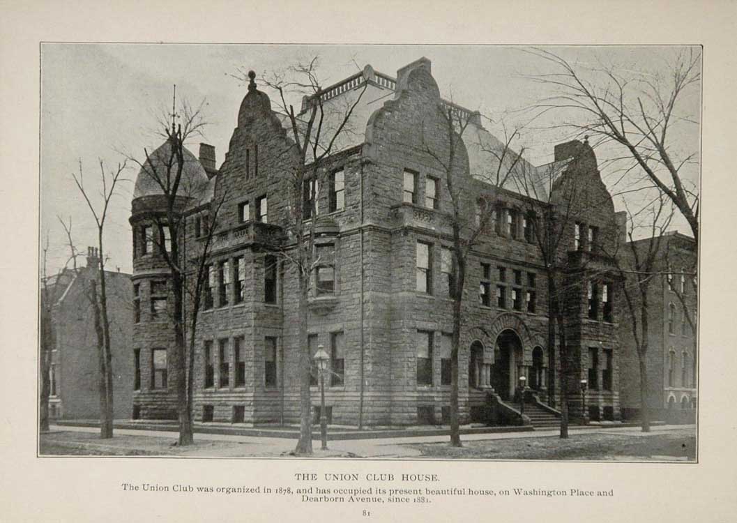 1902 Chicago Union Club House Washington Place Print - ORIGINAL HISTORIC IMAGE