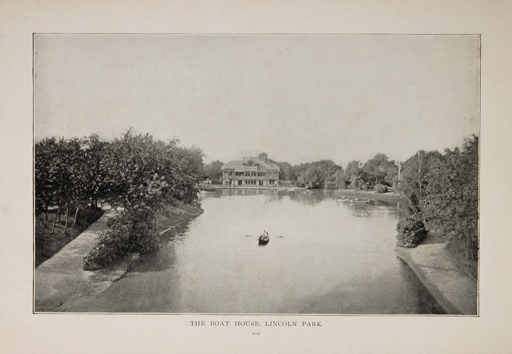 1902 Chicago Schiller Statue Boat House Lincoln Park - ORIGINAL HISTORIC IMAGE