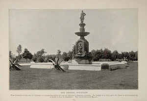 1902 Chicago The Drexel Fountain Orig. Halftone Print ORIGINAL HISTORIC IMAGE
